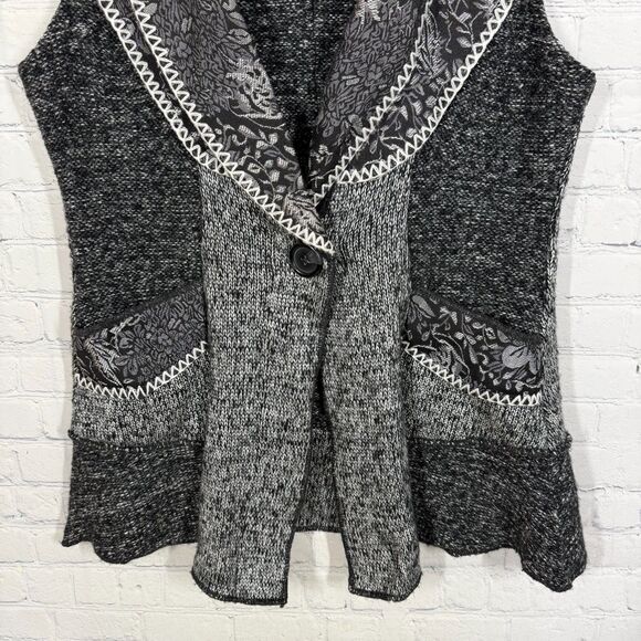 Patchwork Knit Vest Women Medium Sleeveless Whimsigoth Fairy Grunge Button Shawl - Picture 9 of 10